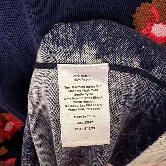 Talbots Navy Floral 3/4 Sleeve Sweater - Cotton Blend, Size M - Picture 4 of 4